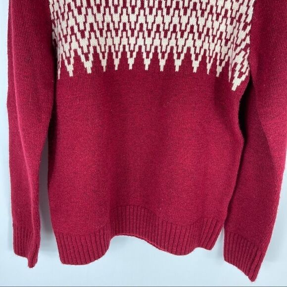 H&M Sweater Men's Size M Red & White Nordic Wool Blend Crew Neck LOGG - Picture 3 of 9